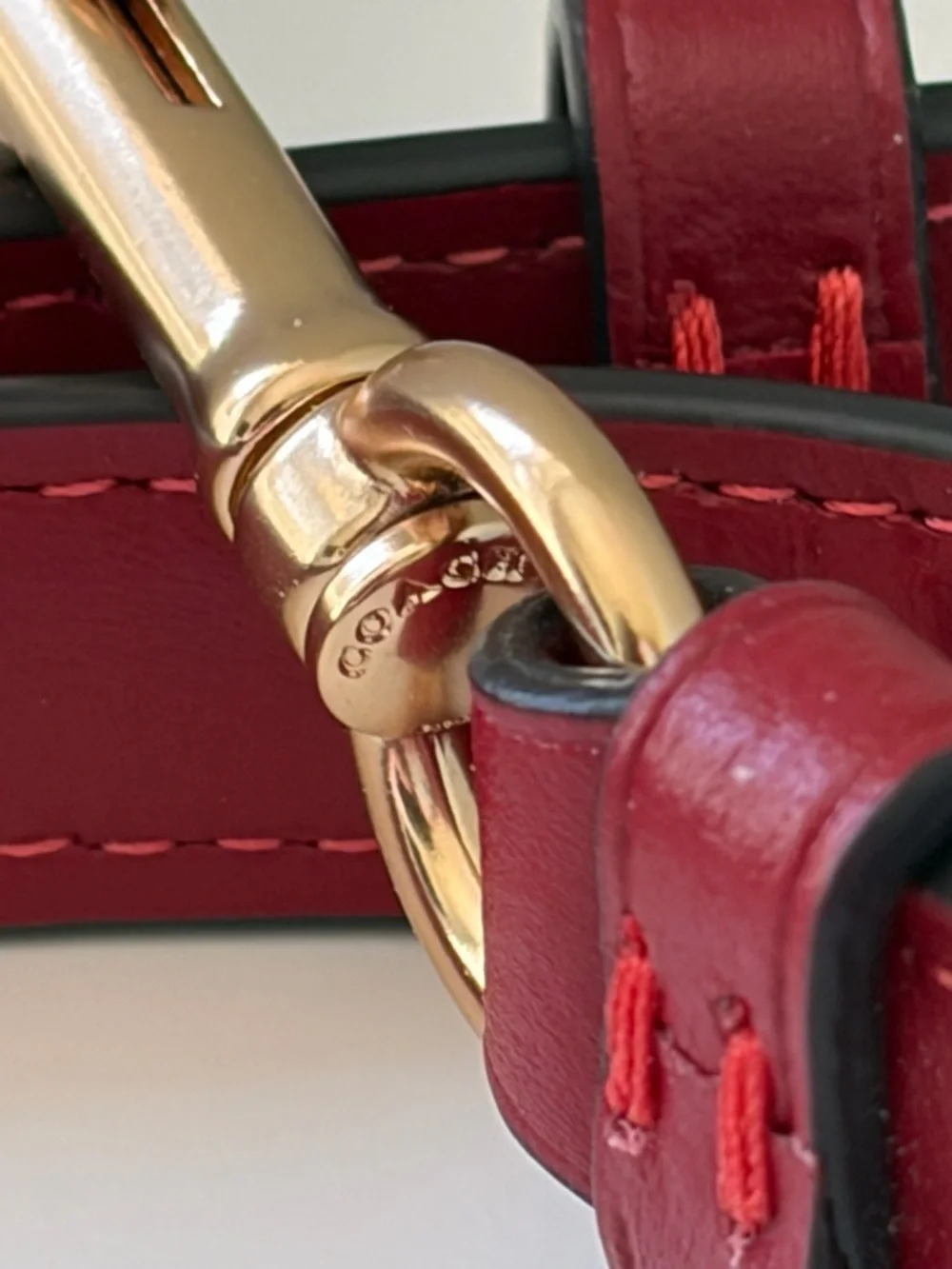 Coach Red Leather Crossbody Strap with Gold Hardware